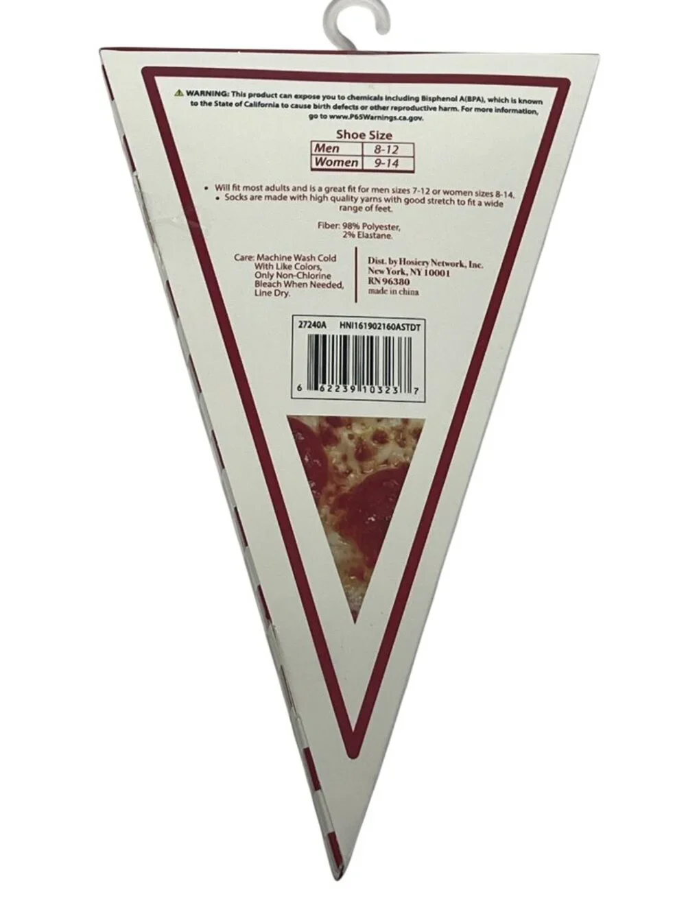 Pizza Slice Crew Socks Novelty Food Gift Unisex One Size NWT